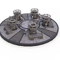 Industrial Mechanical Scene Component Circular Platform With Multiple Tower Structures And Pipes 3d model