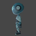 Cute 3D Blue Robot Character From Game And Movie With Big Eyes
