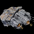 Sci Fi Spaceship Model With Detailed Mechanical Structure And Glowing Engines 3d model