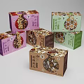 Ornament Decoration Set With Multiple Colorful Packaging Boxes And Various Patterns 3d model