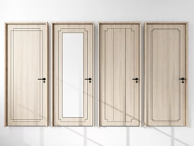 Modern Wooden Hinged Doors With Diverse Panel Designs For Home Interiors 3d model