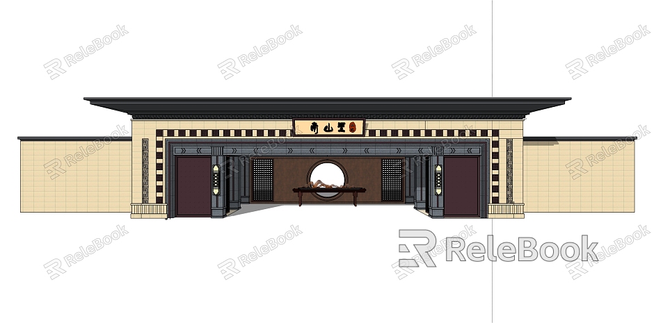 New Chinese style gate building net gate wall model