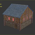 Ancient Architecture With Traditional Timber Frame Gray Tile Roof And Brick Stone Base