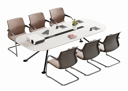 Modern Meeting Table and Chair Office Desk and Chair 3d model