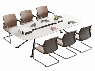 Modern Meeting Table and Chair Office Desk and Chair 3d model