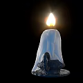 Candle Lamp With White Candle Melting Wax Black Base Ring Design And Burning Flame