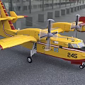 Yellow Airclinic Airplane With Twin Propellers Number 245 On Ground