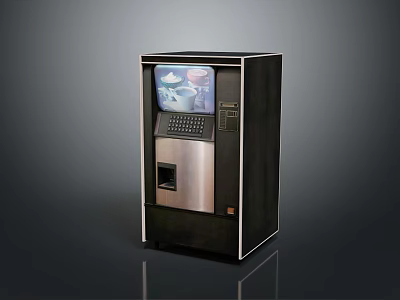 Modern Black And Silver Kitchen Vending Machine With Digital Screen And Control Panel 3d model