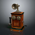 Classic Vintage Telephone With Wooden Cabinet Horn Receiver And Rotary Dials