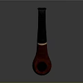 Mahogany Tobacco Pipe With Black Stem And Gold Accent Design