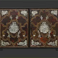Ornate Entryway Side Cabinet With Intricate Floral Patterns And Decorative Inlays