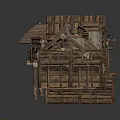 Detailed Traditional Wooden Architectural Model With Multi Level Structure And Stairs