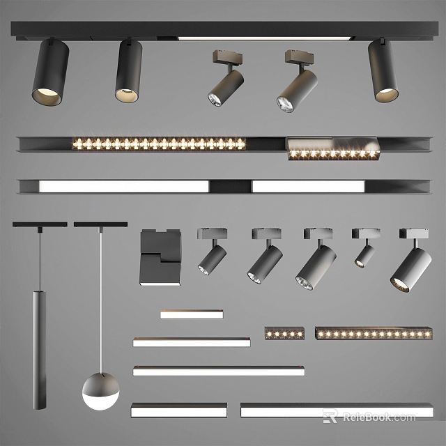 Various Styles of Downlights and Spotlights for Modern Home Lighting Solutions 3d model 