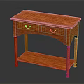 Wooden Console Table With Classic Design Two Drawers Lower Shelf And Turned Legs