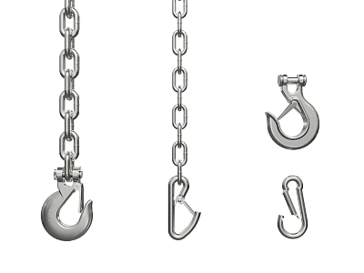 Industrial Equipment Stainless Steel Chains And Heavy Duty Hooks For Lifting Operations 3d model