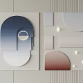 Modern Geometric Wall Decor With Gradient Colors Semicircles And Small Lights 3d model
