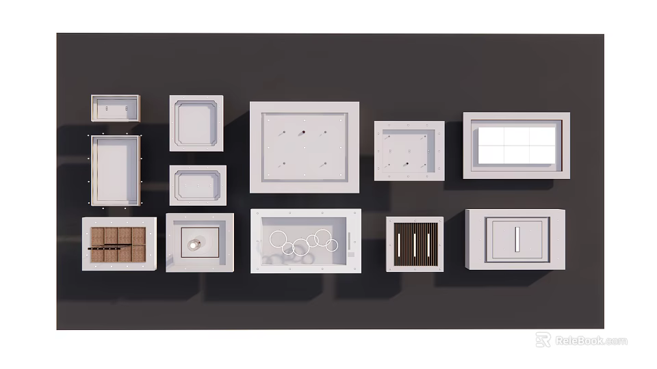 Various Modern Ceiling Designs With Different Shapes And Decorative Patterns 3d model