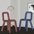 Modern Curved Leisure Chairs in Red and Blue for Stylish Living Interior