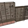 Modern Wine Cabinet With Glass Doors And Wine Bottle Glass