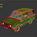 Green Vintage SUV With Square Body Design Sunroof And Classic Wheels