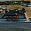 Ancient Chinese Architecture Traditional Multi Tiered Roofs Complex Aerial View With Stone Platform And Greenery