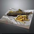 Grilled Fish Served with Crispy French Fries Lemon Wedge and Pickle on Paper