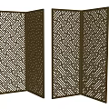 Decorative Brown Folding Screen With Intricate Geometric Pattern For Room Division 3d model
