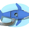 Whale Shaped Blue Play Equipment With Swings And Railing Platform For Kids