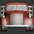 Vintage Red Truck Model With Wooden Bed And Retro Design Details