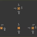 Orange Traffic Light Poles With Multiple Signal Units And Reflective Bases