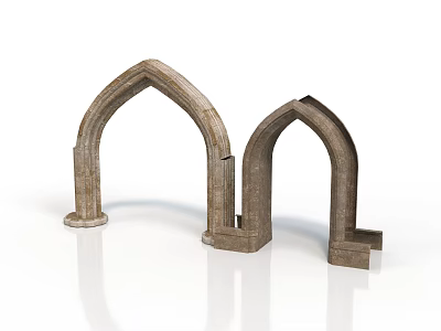 Stone Arch Architectural Structures With Textured Surface For Building Design Elements 3d model
