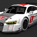 Audi White And Red Race Car With Number 1 Livery And Aerodynamic Spoiler