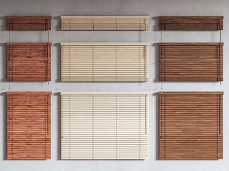 Wooden venetian blinds Bamboo blinds Roller blinds 3d model