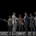Group of Men in Suits Casual Wear and Lab Coats Interacting and Talking Together