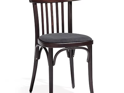 Simple Wooden Frame Leisure Chair With Gray Upholstered Seat And Curved Backrest 3d model