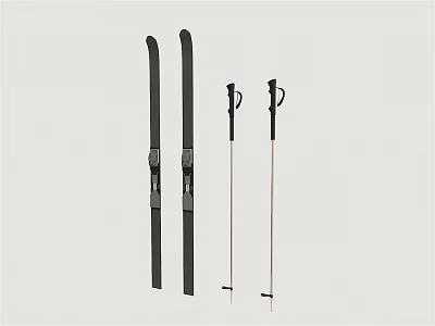 Durable Skis And Lightweight Ski Poles For Outdoor Winter Sports Activities 3d model