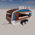 Mobile Commercial Dessert Food Cart With Blue Exterior And Wooden Design