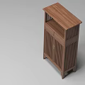 Traditional Wooden Decorative Cabinet With Vertical Slats Drawers And Open Shelf