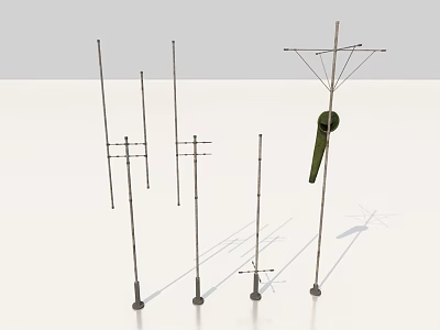 Industrial Antennas Featuring Various Designs Including Rod Shaped And Horn Topped Structures 3d model