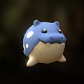 Cute Blue Chubby Cartoon Creature With White Spots And Small Teeth