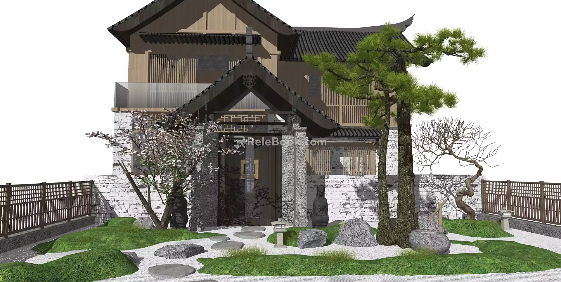 Chinese-style courtyard landscape 3d model