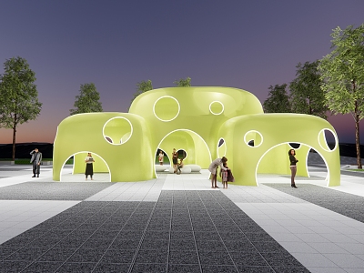 Landscape Special-shaped Block Structure Pavilion 3d model