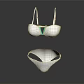White Bikini Swimwear Set With Green Accent Straps For Women Daily Use