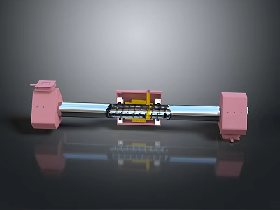 Pink Mechanical Structure Featuring Silver Long Rod And Yellow Internal Components Design 3d model