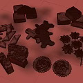 Assorted Desserts With Layer Cake Slices Gingerbread Man Cookies Tarts And Meringues