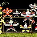 Traditional Kites Display Photo Spot With Colorful Bird And Fish Shapes Bamboo Frame