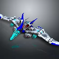 Futuristic Blue And Silver Spacecraft With Wing Design For Space Exploration