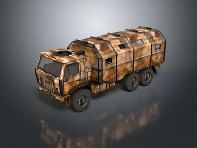 Camouflage Painted Military Cargo Vehicle With Multi Wheel Structure For Transport 3d model