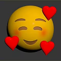 Cute Yellow Smiley Face Emoji Sticker With Red Hearts And Blushing Cheeks For Daily Decorative Use