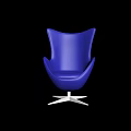 Blue Modern Accent Chair With Curved Backrest And Silver Star Shaped Base